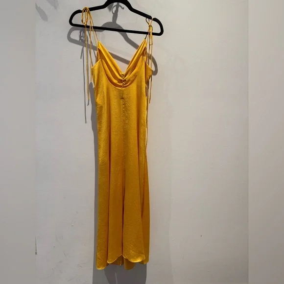 Sandro Yellow Slip Rouched Dress - Picture 3 of 6